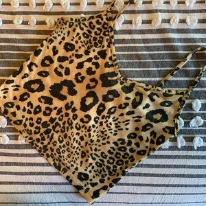Leopard print crop top tank top